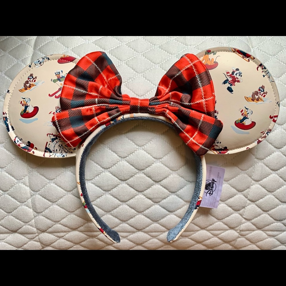 Disney Walt’s Lodge Minnie Ears | Minnie Mouse Holiday Headband with Plaid Bow